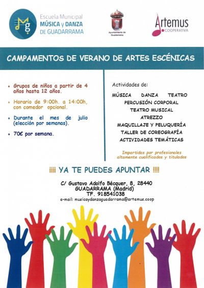 Cartel del Campamento de verano de Artes Escénicas.