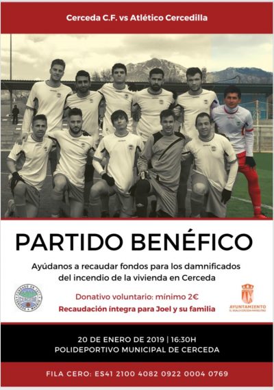 Cartel del partido benéfico del sénior B con el Atlético Cercedilla