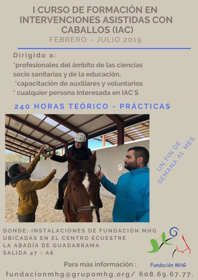Cartel del I curso de formación en intervenciones asistidas con Caballos (IAC)