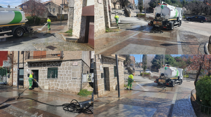 Campaña especial de limpieza intensiva de aceras y calles en Collado Mediano