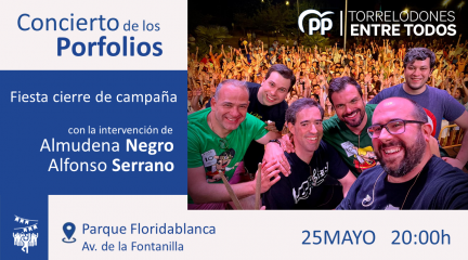 El grupo musical Los Porfolios, esta tarde en el mitin de cierre de campaña del PP de Torrelodones