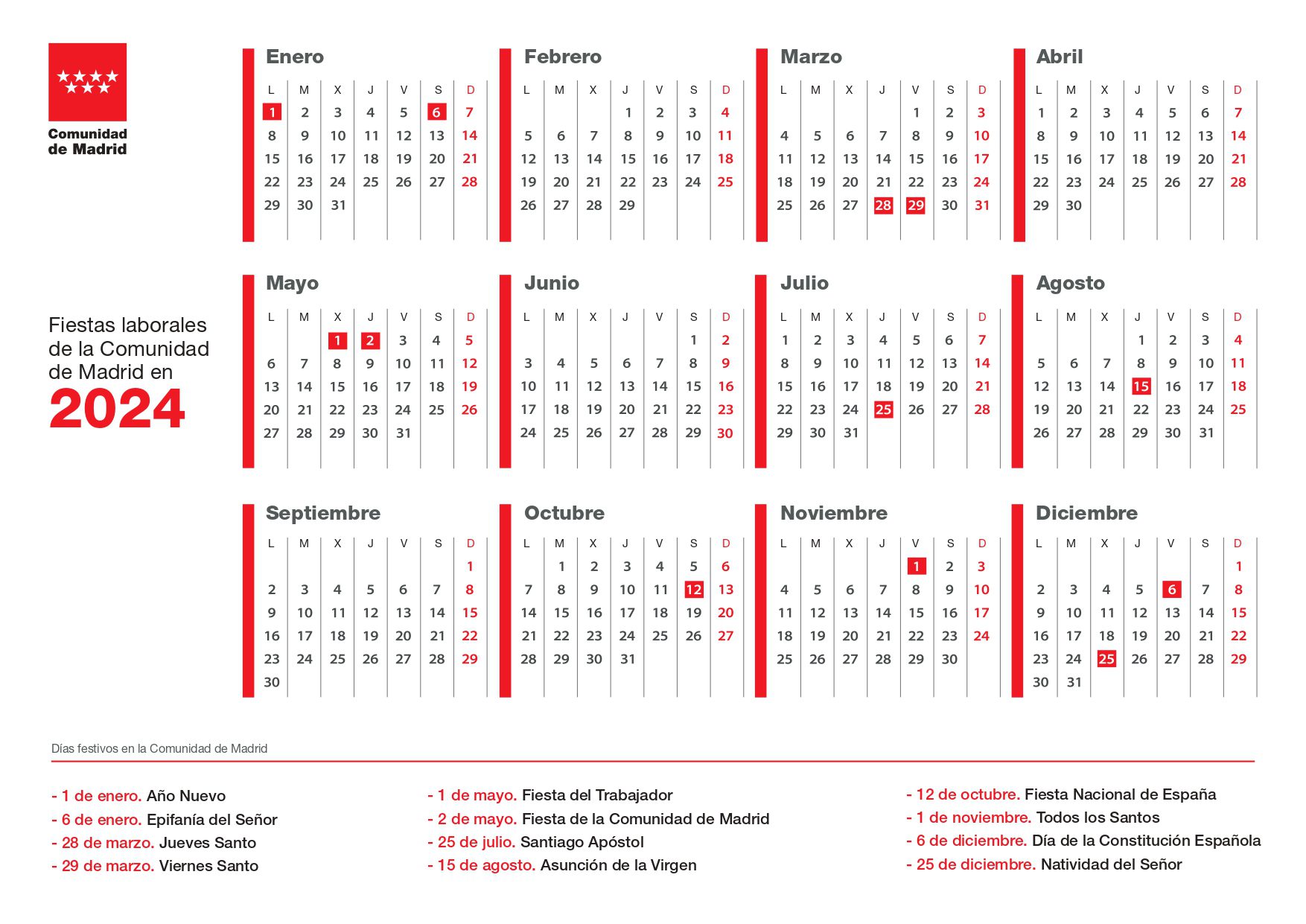La Comunidad De Madrid Aprueba El Calendario Laboral Para Con Festivos Y Los Dos Que