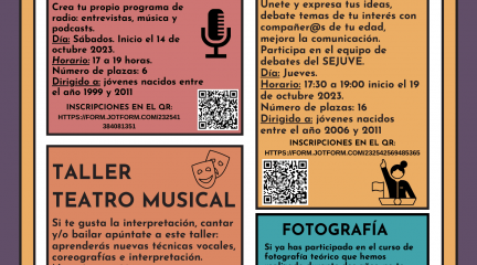 El SEJUVE de Guadarrama inicia la temporada de otoño con los talleres de teatro musical, radio, fotografía y club de debate