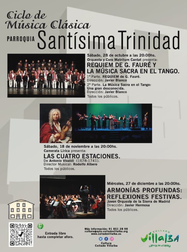 Cartel Ciclo de Música Clásica en la Parroquia Santísima Trinidad de Collado Villalba