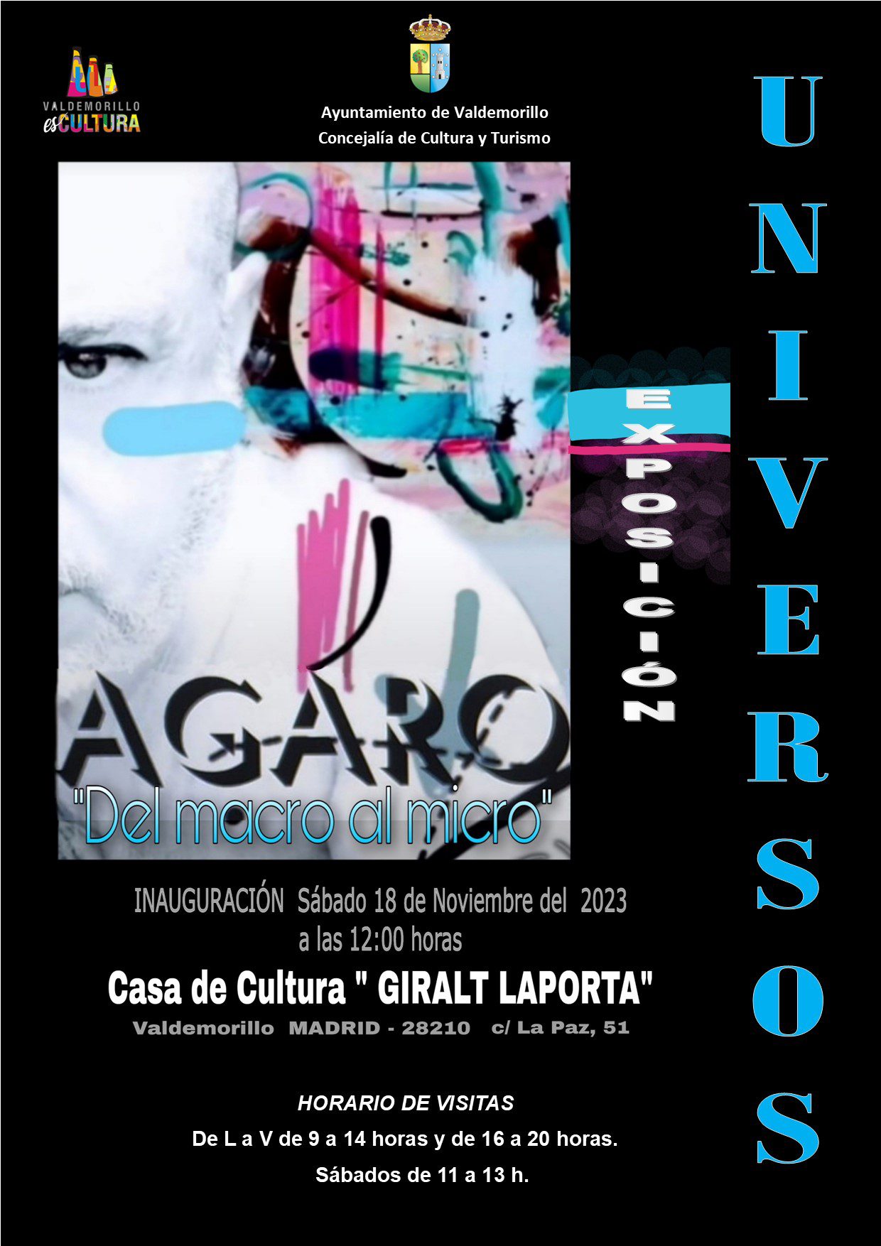 Cartel exposición Ágaro "Del macro al micro" Valdemorillo