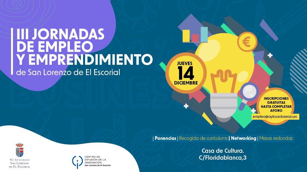 Cartel de las III Jornadas de Empleo y Emprendimiento de San Lorenzo de El Escorial
