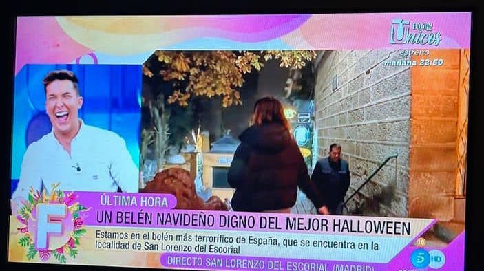 Captura del reportaje sobre el Belén de San Lorenzo de El Escorial emitido el domingo en Telecinco