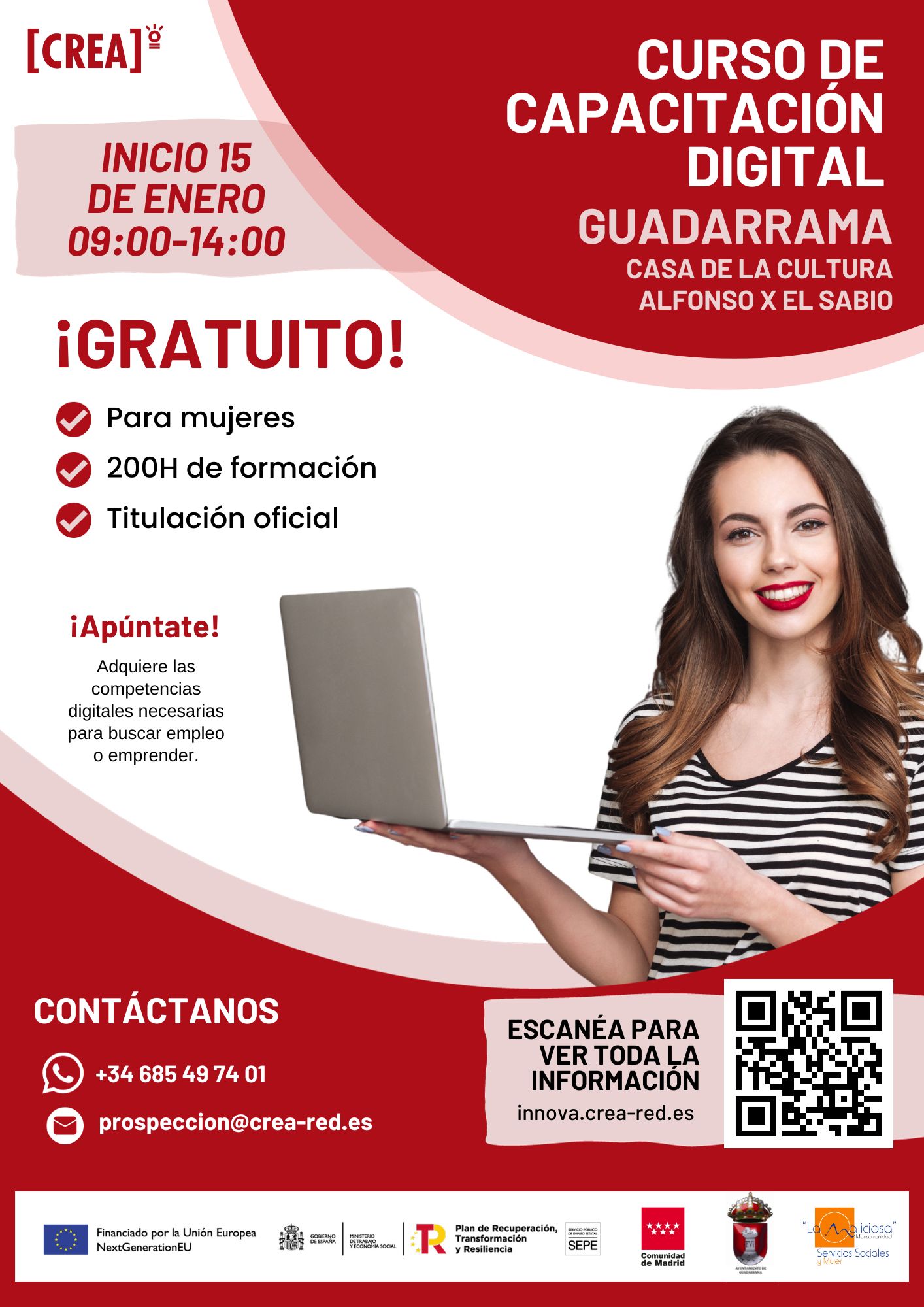 Cartel del curso de capacitación digital para mujeres
