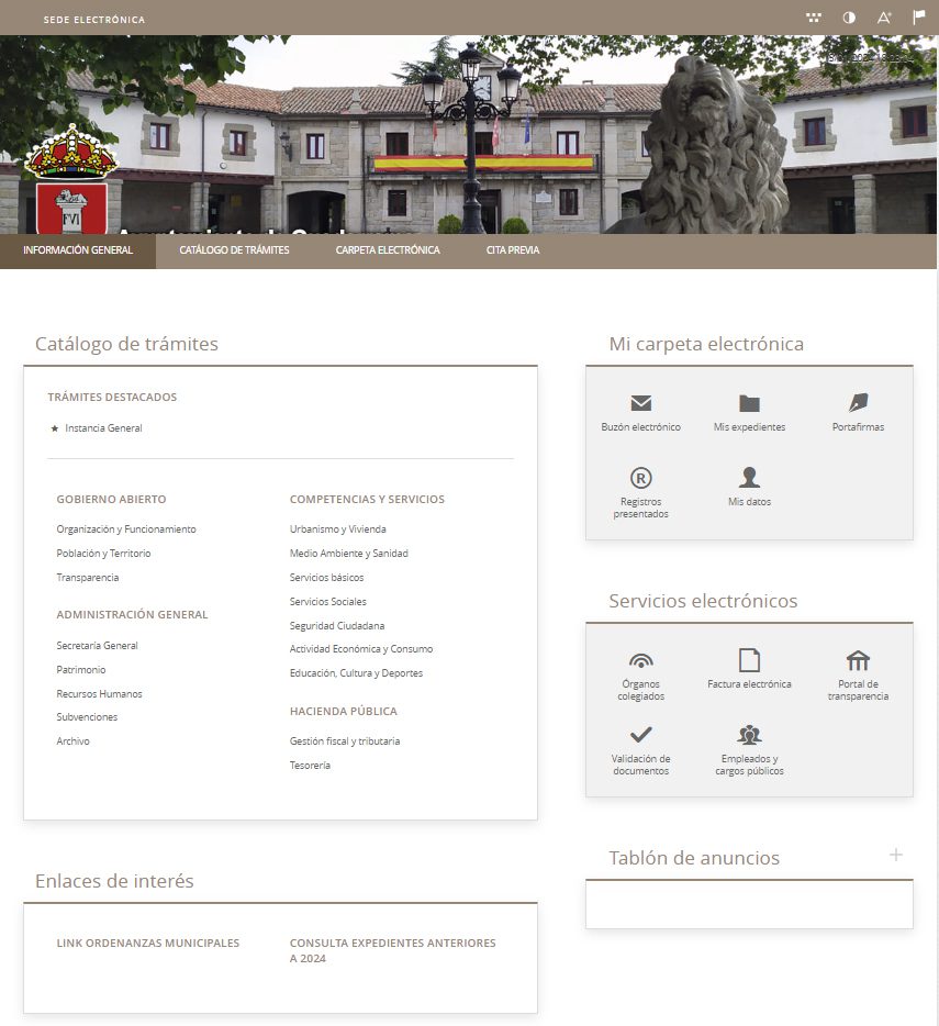 Detalle de la nueva Sede Electrónica del Ayuntamiento de Guadarrama