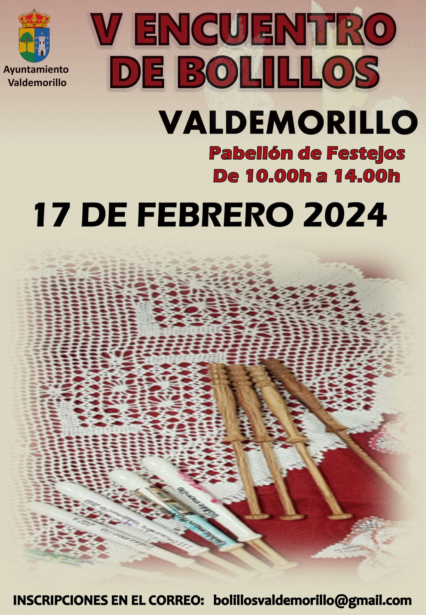 Cartel del V Encuentro de Bolillos en Valdemorillo