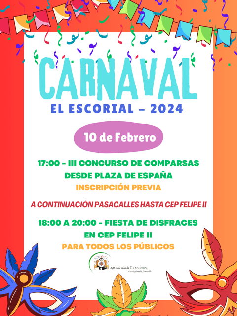 Cartel del Carnaval 2024 en el casco urbano de El Escorial