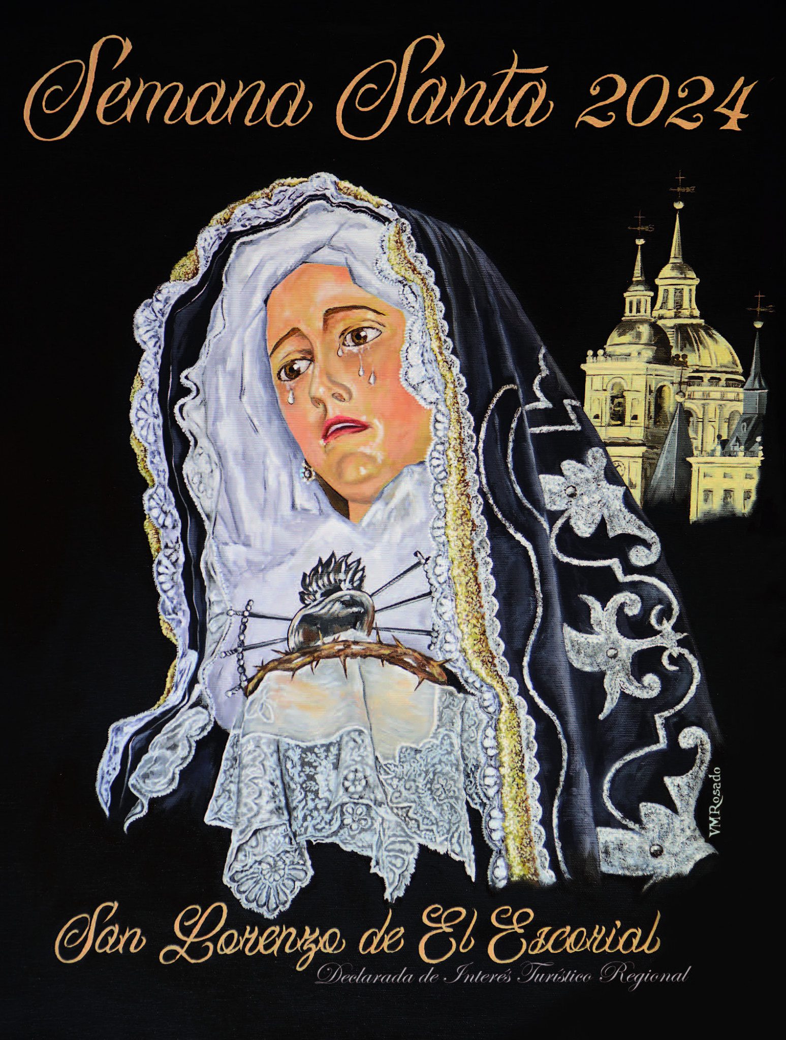 Cartel de la Semana Santa de San Lorenzo de El Escorial 2024, obra de V. M. Rosado
