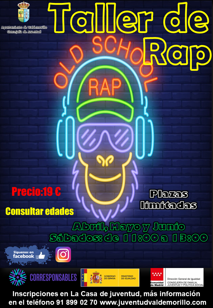 cartel del taller de rap en Valdemorillo