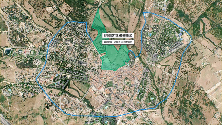 En verde, la zona que se recalificará para el desarrollo de Los Pradillos - Ciudad de la Salud