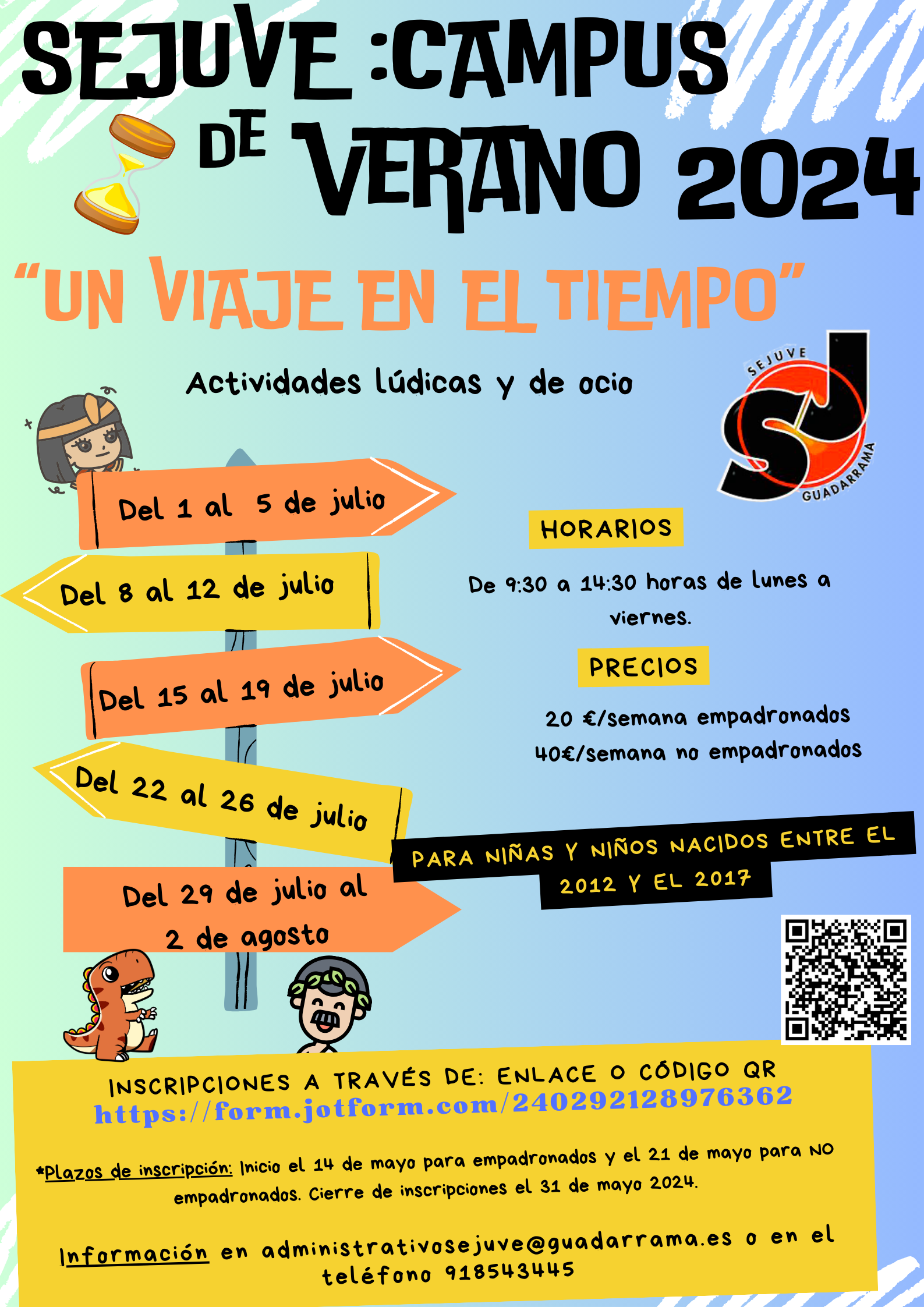 Cartel del campus de verano del Servicio de Juventud de Guadarrama