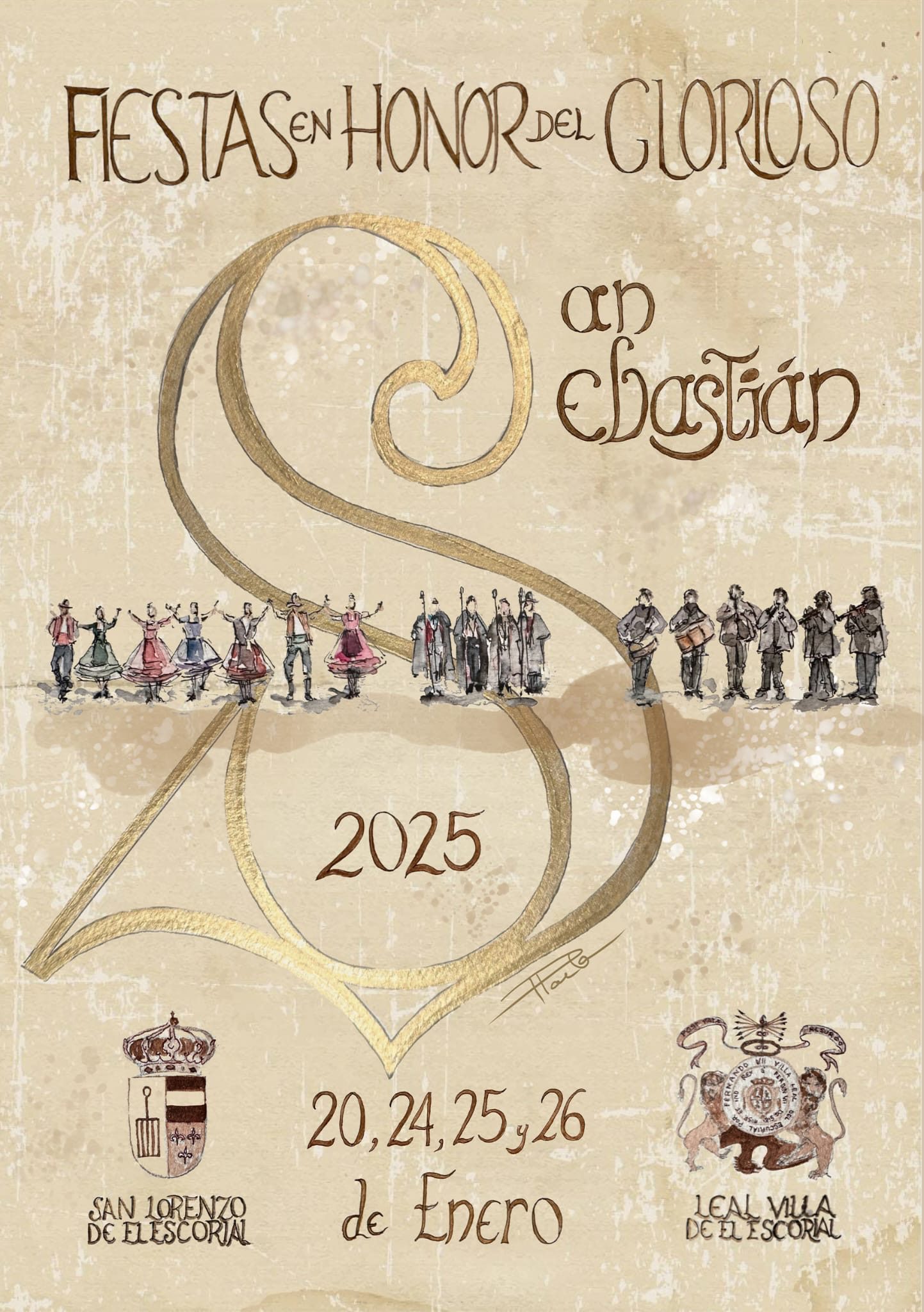 Cartel de las fiestas en honor a San Sebastián, obra de Pilar Parla