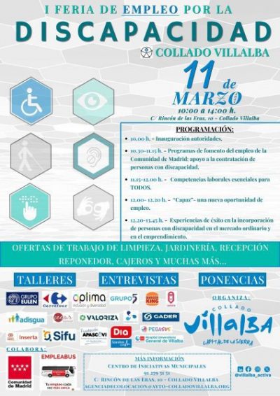 Cartel de la I Feria de empleo por la discapacidad de Collado Villalba
