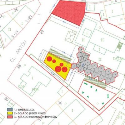 Plano de actuación de las obras entorno al Hogar de Mayores de Moralzarzal