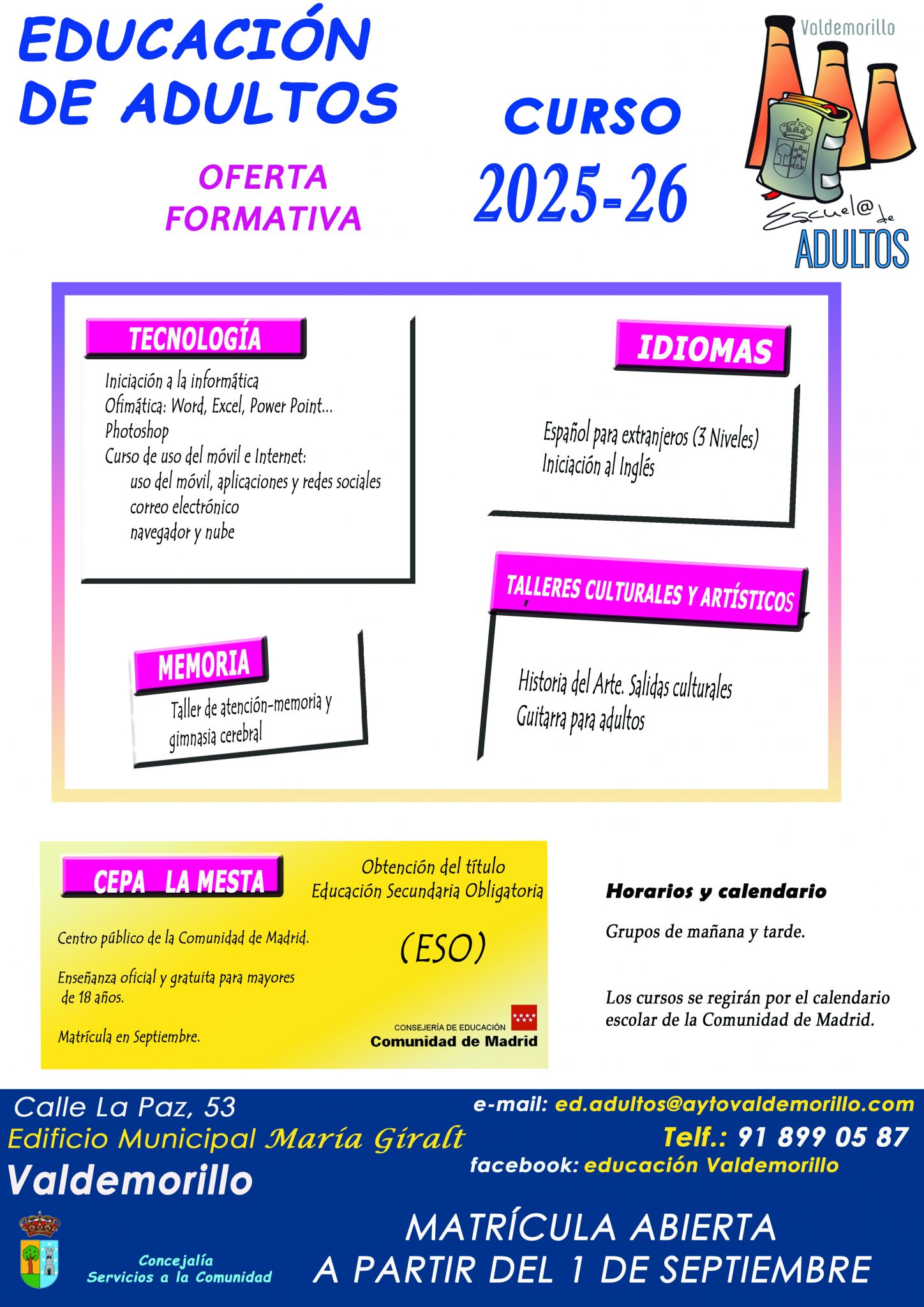 educación de adultos valdemorillo