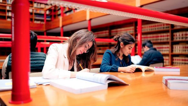 Estudiantes estudiando en la biblioteca del Real Centro Universitario Escorial - María Cristina.