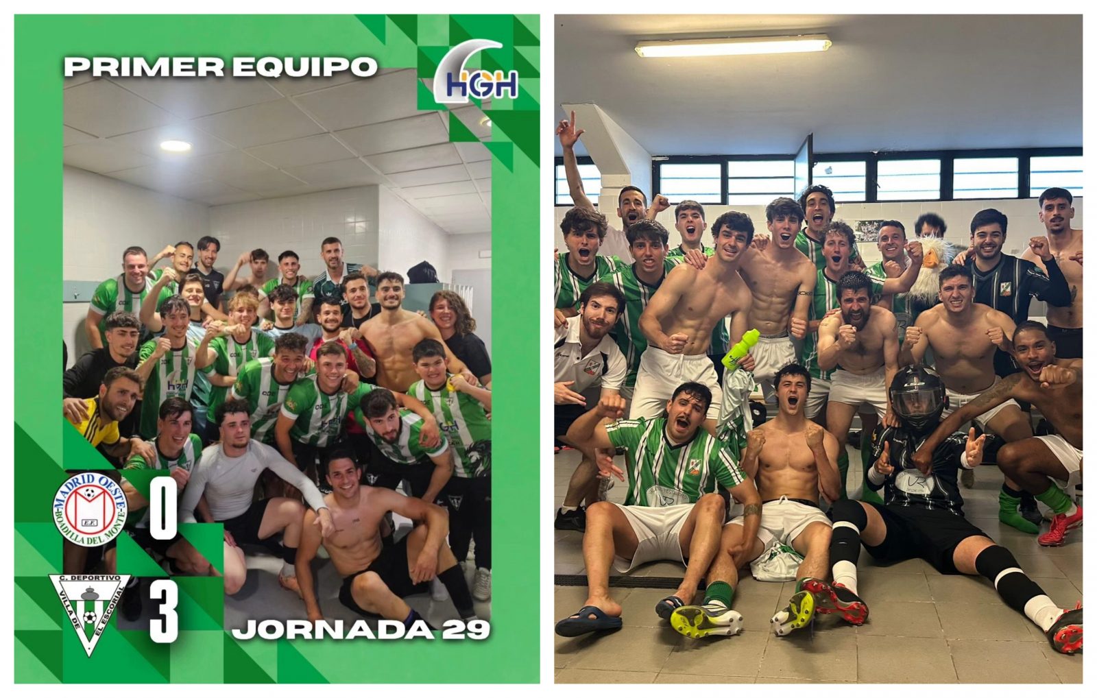 El CD El Escorial y el Atlético Leones de Castilla, celebrando sus victorias