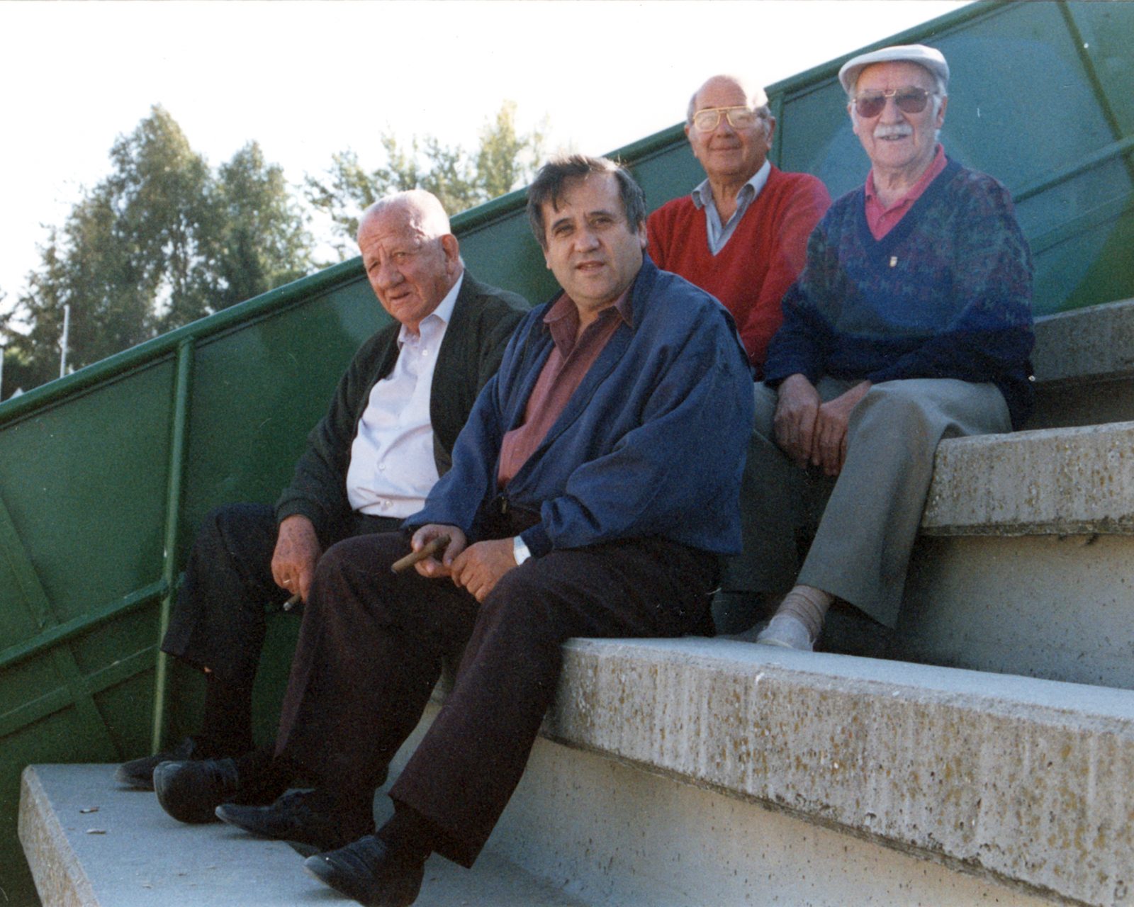 Germán Ramos, José María Díaz Léndez, Rafael Carrera y Julio García, directiva del primer ascenso a Tercera