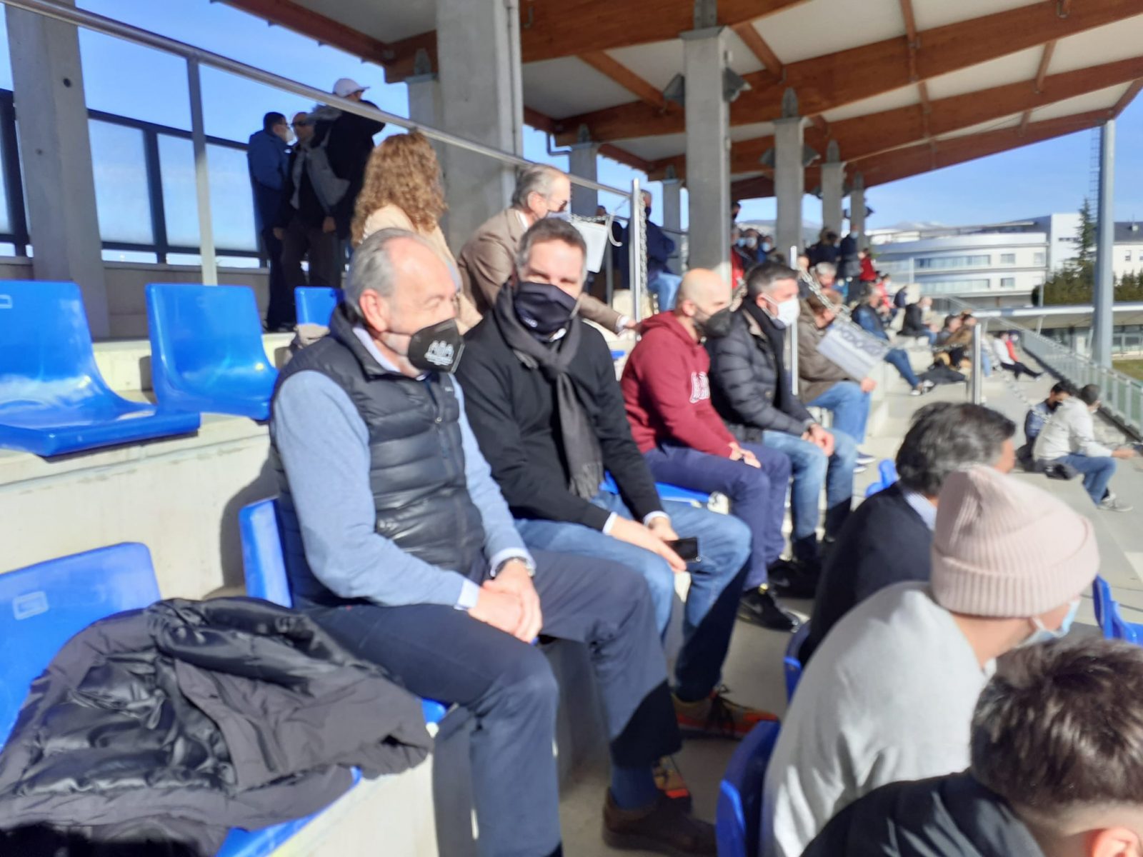 Piero Capponi, último presidente del CUC Villalba, en la Ciudad Deportiva con Paco Díez, máximo dirigente de la Real Federación de Fútbol de Madrid