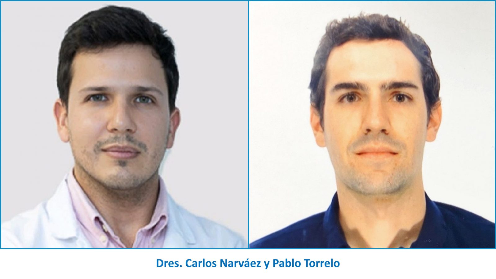 Retratos de los doctores Carlos Narváez y Pablo Torrelo, oftalmólogos del Hospital Universitario General de Villalba.