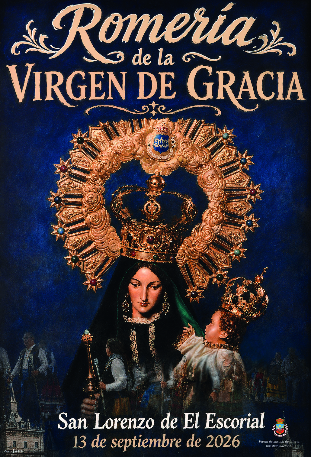 Cartel de la Romería de la Virgen de Gracia con la imagen de la patrona y fecha del evento.