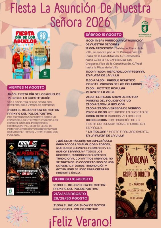Cartel oficial de la programación de las Fiestas de La Asunción de Nuestra Señora 2026 de Alpedrete.