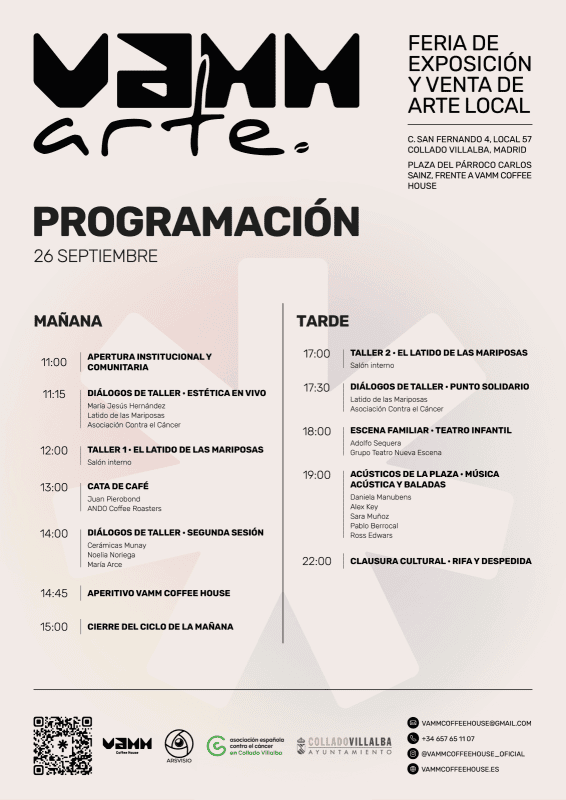 Cartel informativo con la programación de actividades para la jornada del 26 de septiembre