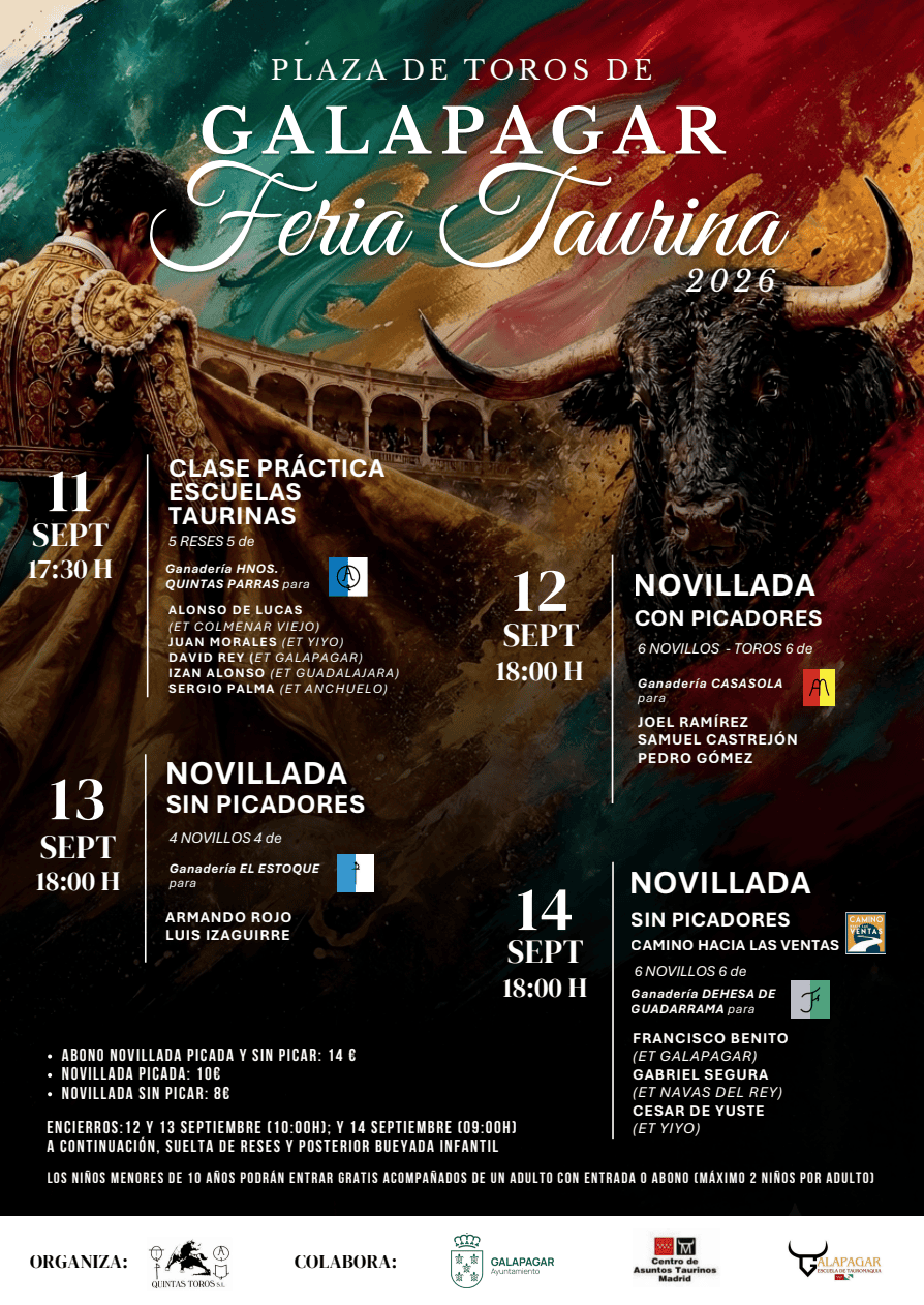 Cartel de la Feria Taurina de Galapagar 2026