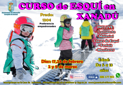 Cartel del curso de esquí en Xanadú