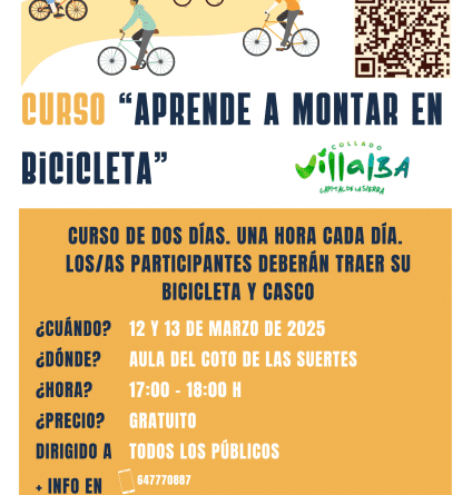 Cartel Curso Aprende a montar en bicicleta
