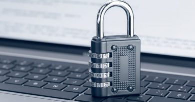 Network Security protection concept. Cyber attack protection. Closed padlock on laptop