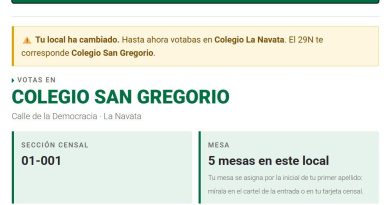 AVISO EN CASO DE CAMBIO DE MESA ELECTORAL