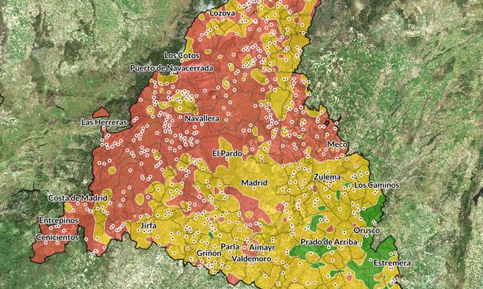 mapa gas radón madrid