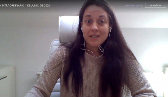 Diana Barrantes, portavoz de Vecinos por Collado Villalba, hoy, en el Pleno