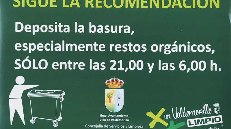 horarios para depósito basuras Valdemorillo